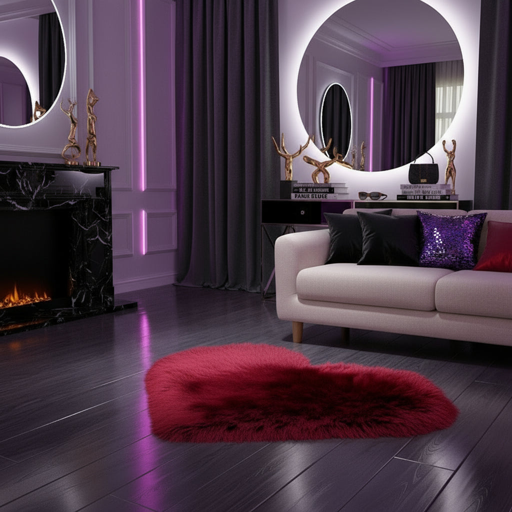 Tapis Cœur en Fausse Fourrure
