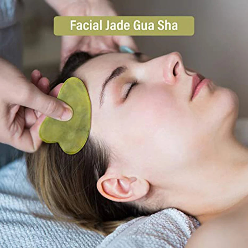 Set Massage Visage & Corps en Jade Naturel – Roller, Gua Sha & Peigne Liftant Anti-Âge
