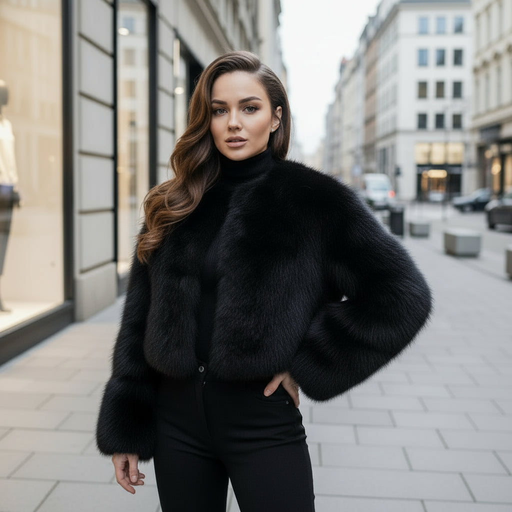 Manteau court en fausse fourrure