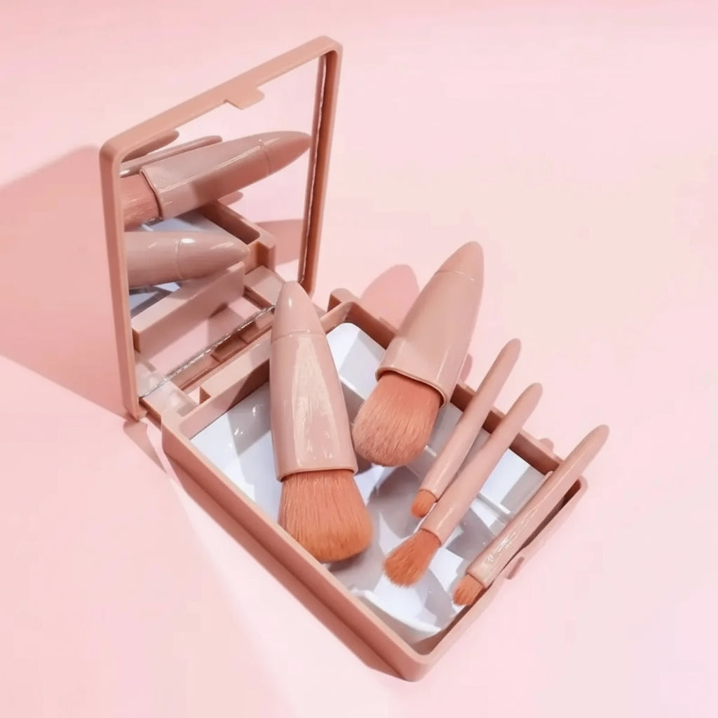 Pinceaux de Maquillage de Voyage – Brosse Ovale Douce et Compacte | Idéal pour Tous Types de Peau