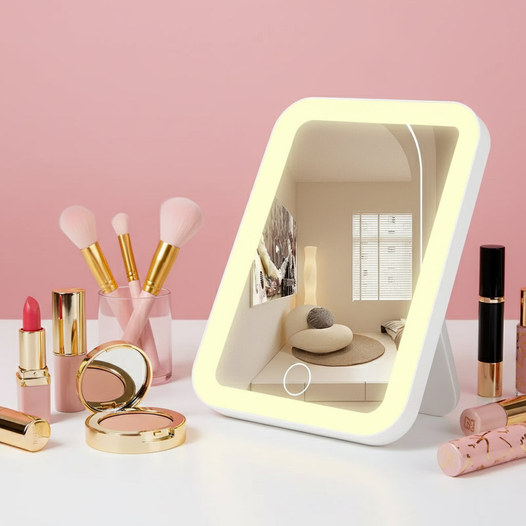 Miroir de Maquillage LED Portable 3 Couleurs avec Écran Tactile