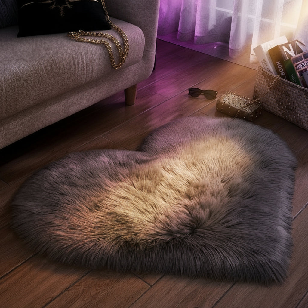 Tapis Cœur en Fausse Fourrure