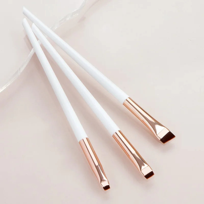 3 Pinceaux Eyeliner & Sourcils – Brosse Plate de Précision pour Maquillage des Yeux et du Contour