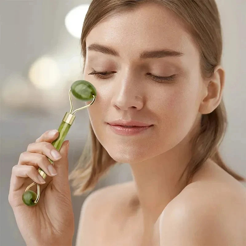 Set Massage Visage & Corps en Jade Naturel – Roller, Gua Sha & Peigne Liftant Anti-Âge