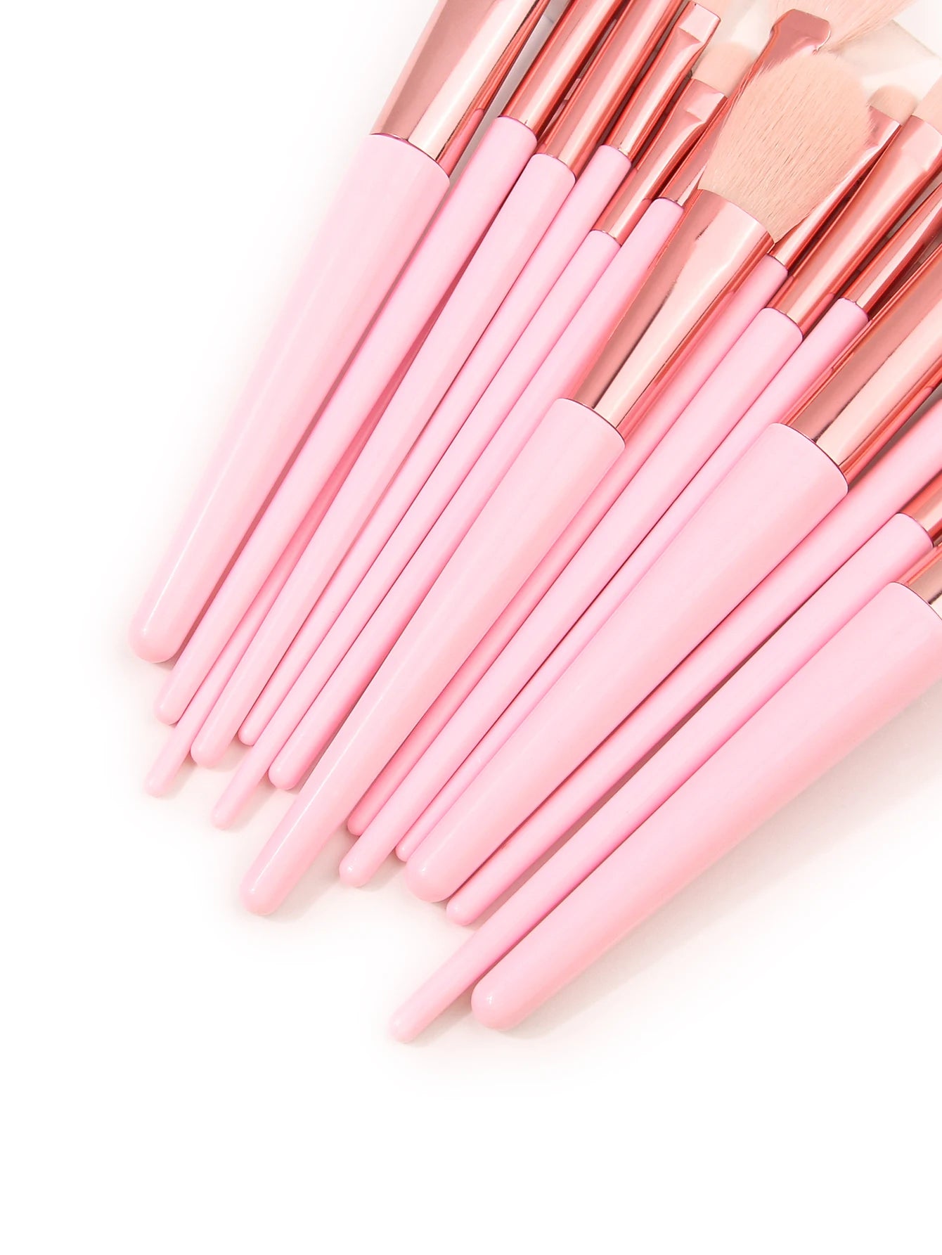 Set de 15 pinceaux de maquillage pour débutants – Manche rose, poils résistants, portable et facile à utiliser