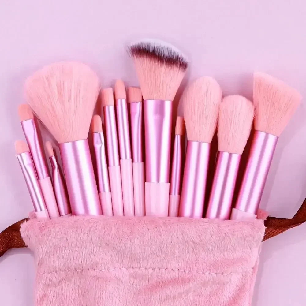 Set de 13 Pinceaux de Maquillage Professionnels – Poils Doux pour Teint, Poudre, Fard et Estompe