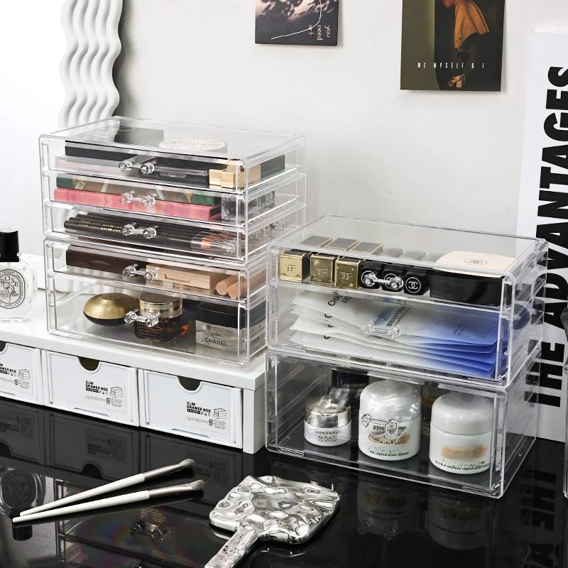 Organisateur Transparent à Tiroirs – Rangement Maquillage, Bijoux et Cosmétiques