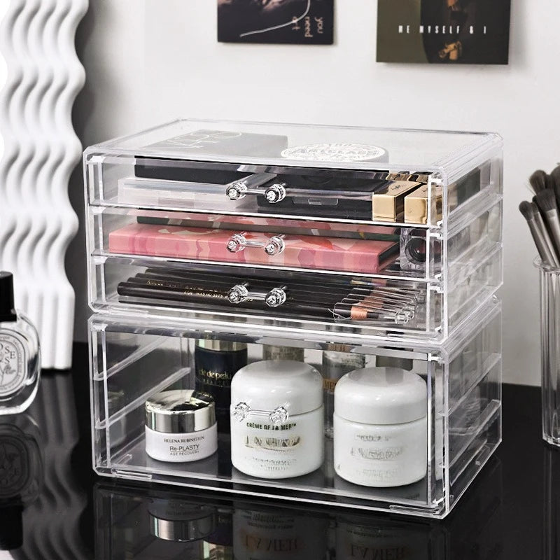 Organisateur Transparent à Tiroirs – Rangement Maquillage, Bijoux et Cosmétiques