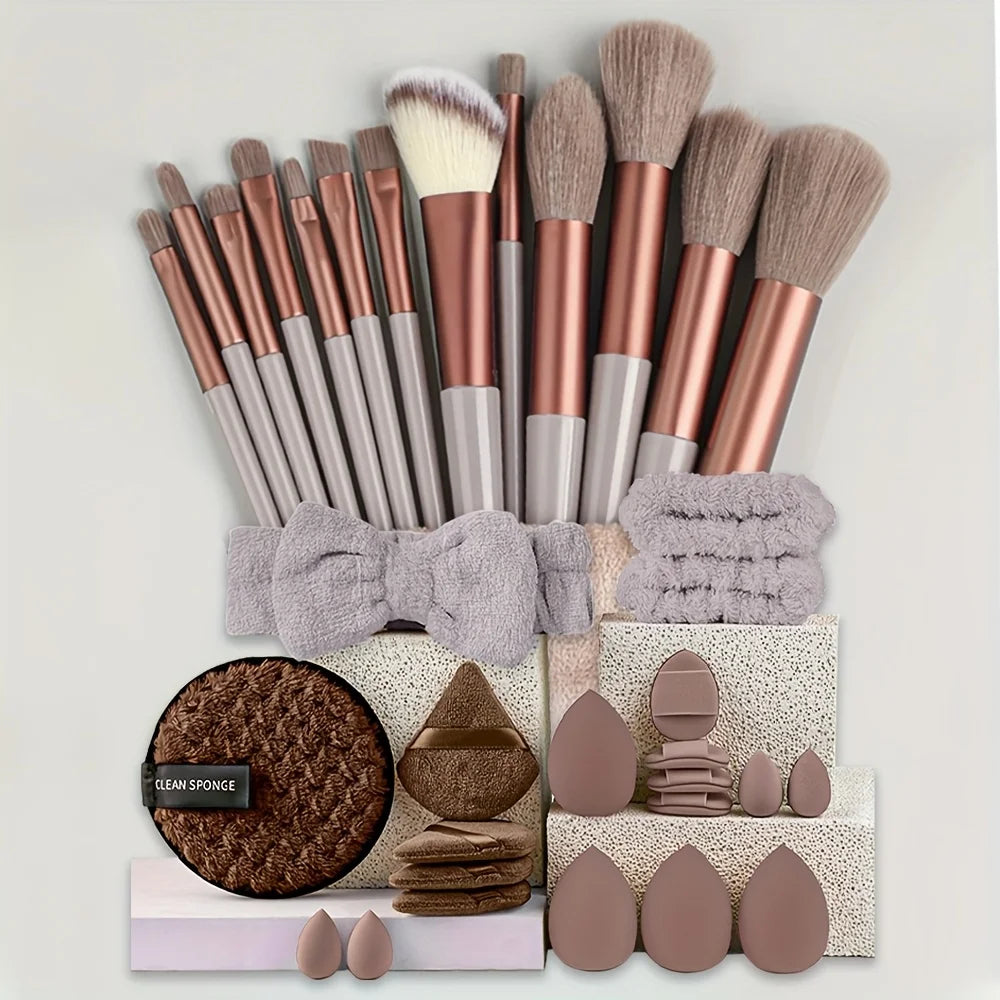 Ensemble Complet de Pinceaux de Maquillage 33 pièces –  | Poils Synthétiques Ultra-Doux