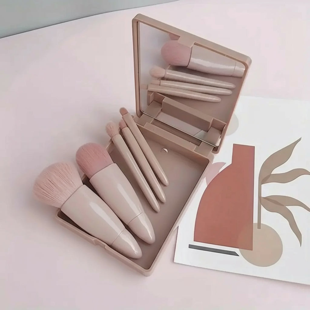 Pinceaux de Maquillage de Voyage – Brosse Ovale Douce et Compacte | Idéal pour Tous Types de Peau