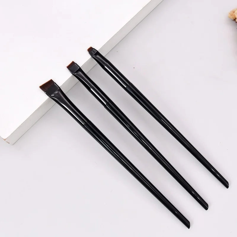 3 Pinceaux Eyeliner & Sourcils – Brosse Plate de Précision pour Maquillage des Yeux et du Contour