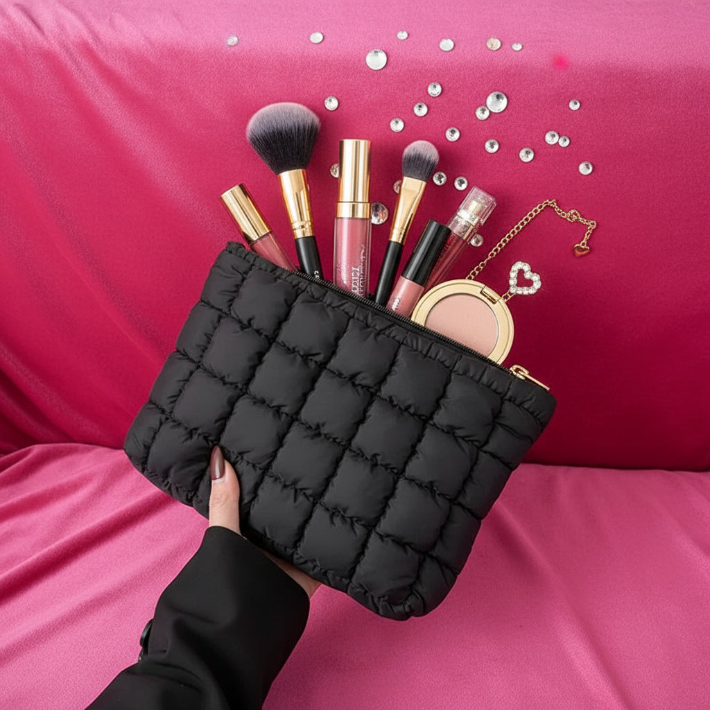Grande Trousse Makeup Matelassée – Pochette Colorée et Spacieuse