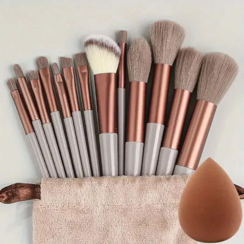 Set de 13 Pinceaux de Maquillage Professionnels – Poils Doux pour Teint, Poudre, Fard et Estompe