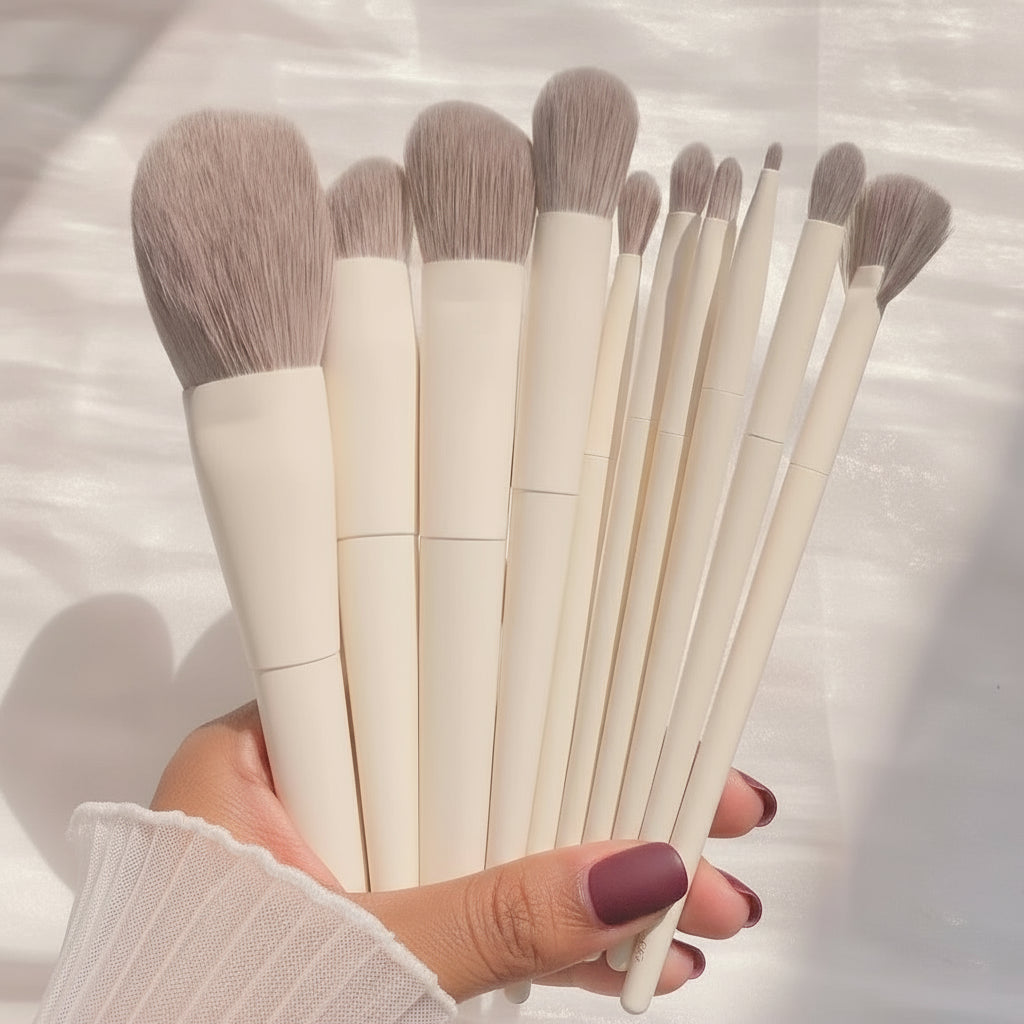 Set Pinceaux de Maquillage Doux – Pinceaux Professionnels pour Fond de Teint, Poudre, Fard à Paupières et Estompe