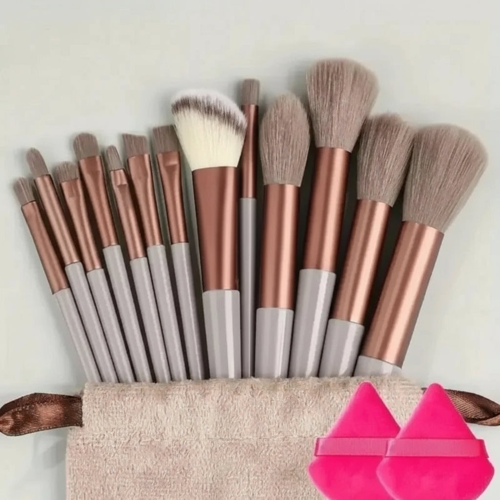Set de 13 Pinceaux de Maquillage Professionnels – Poils Doux pour Teint, Poudre, Fard et Estompe