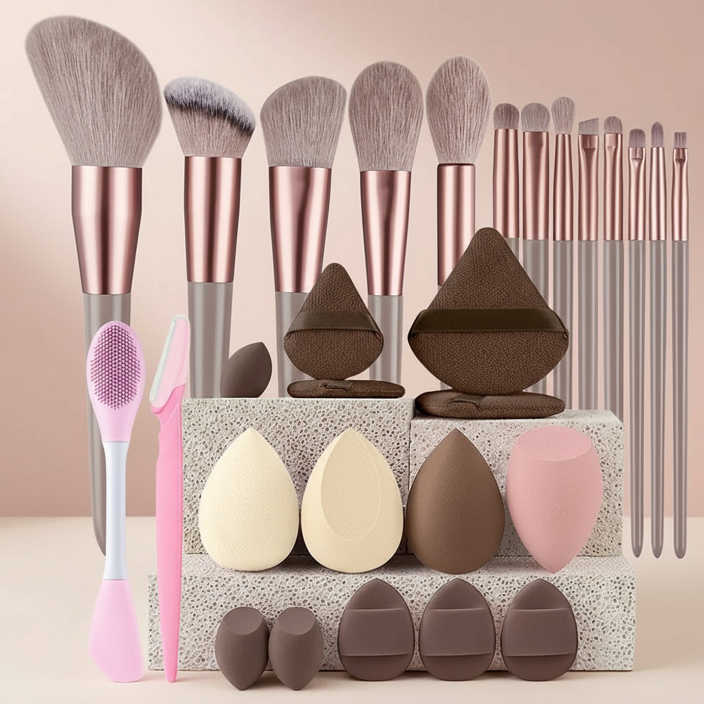 Kit de Pinceaux Maquillage Professionnel 8 à 29 Pièces – Doux & Polyvalents