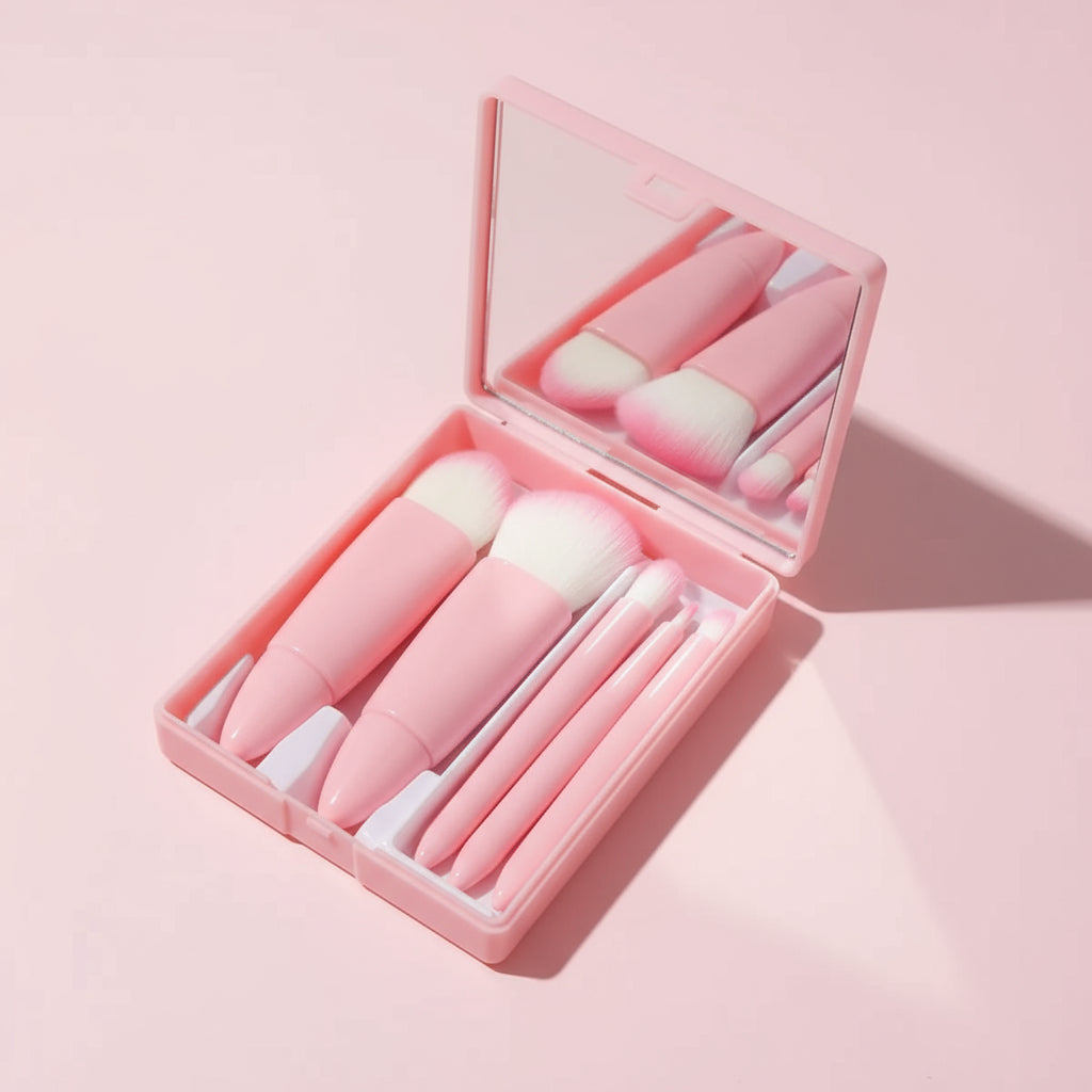 Pinceaux de Maquillage de Voyage – Brosse Ovale Douce et Compacte | Idéal pour Tous Types de Peau