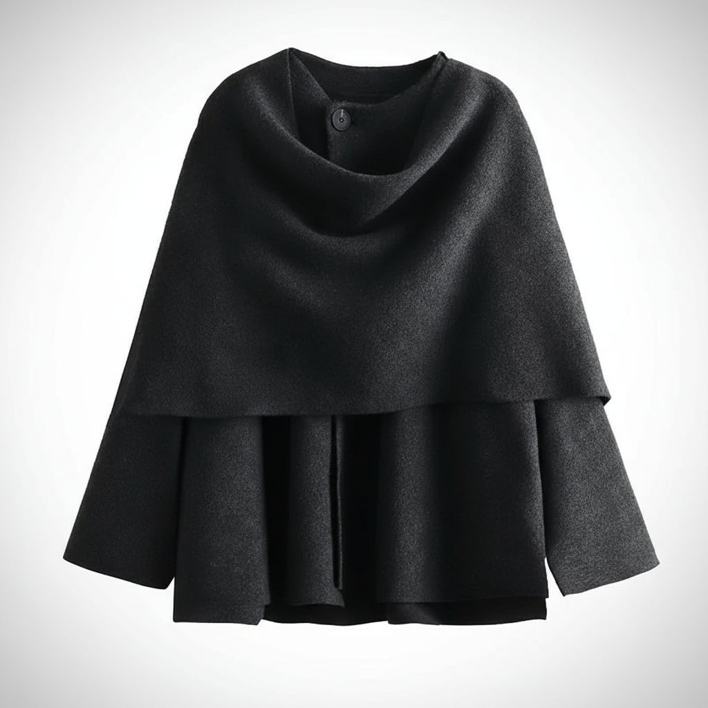 Manteau Doux à Écharpe Asymétrique