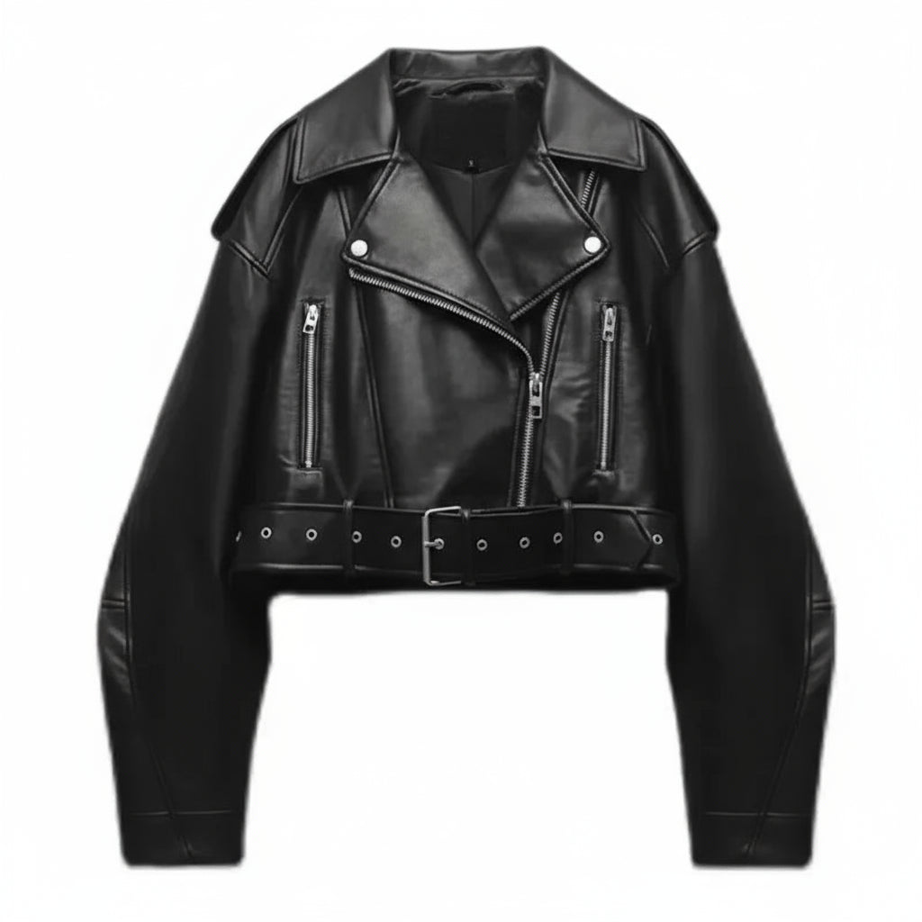 Veste courte oversize en similicuir vintage
