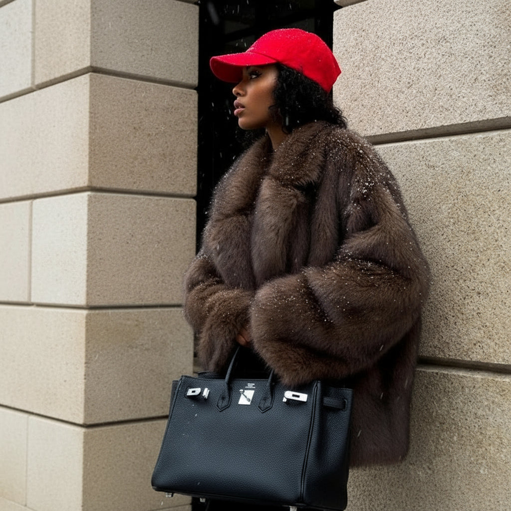 Veste Oversize en Fausse Fourrure Dégradée