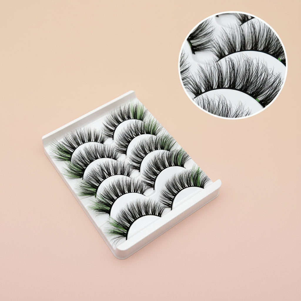 Faux Cils 3D Colorés en Fourrure de Vison Synthétique – Mélange Rose, Bleu, Rouge et Blanc
