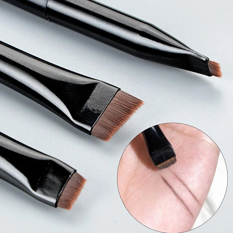 3 Pinceaux Eyeliner & Sourcils – Brosse Plate de Précision pour Maquillage des Yeux et du Contour