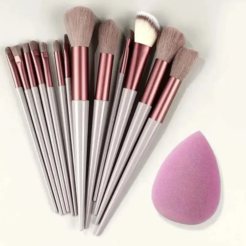 Set de 13 Pinceaux de Maquillage Professionnels – Poils Doux pour Teint, Poudre, Fard et Estompe