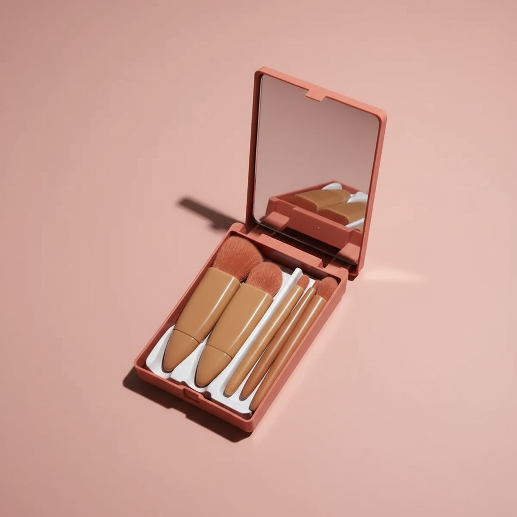 Pinceaux de Maquillage de Voyage – Brosse Ovale Douce et Compacte | Idéal pour Tous Types de Peau
