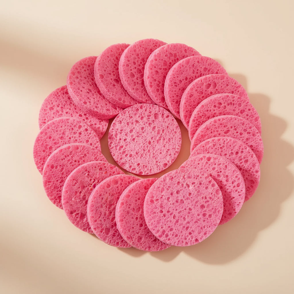 Éponges Visage Naturelles Compressées – 100 % Cellulose – Nettoyage & Démaquillage