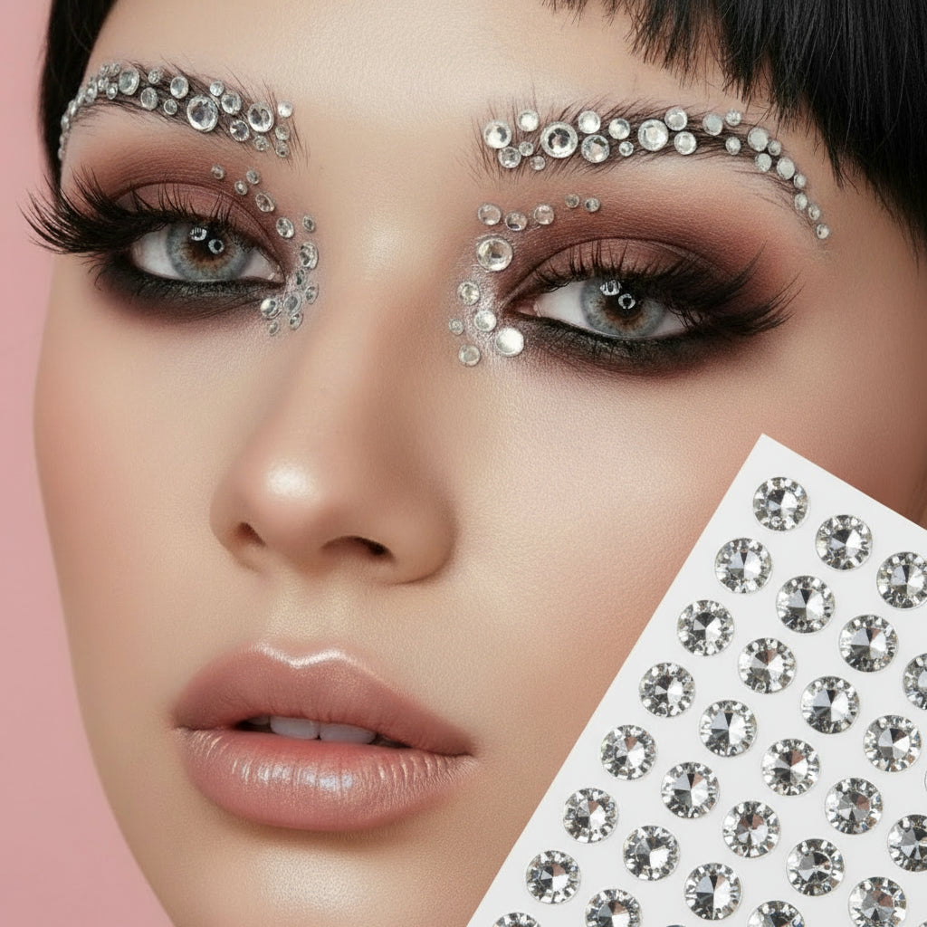Plaquettes de Strass Autocollants 3D pour Visage & Yeux – Tatouages Éphémères Diamantés pour Maquillage