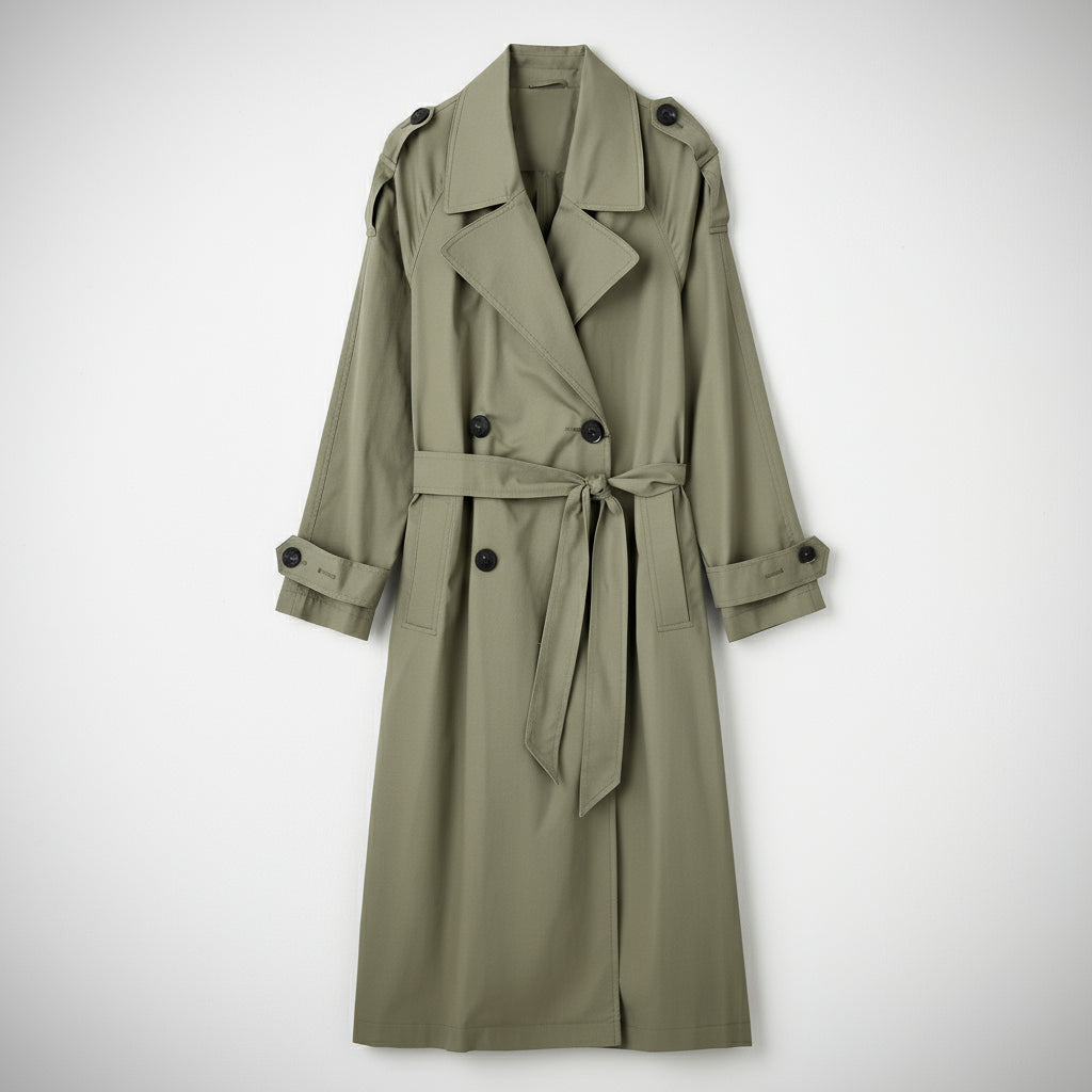 Trench Coat Femme Ceinturé – Vintage Chic, Double Boutonnage & Col Tailleur