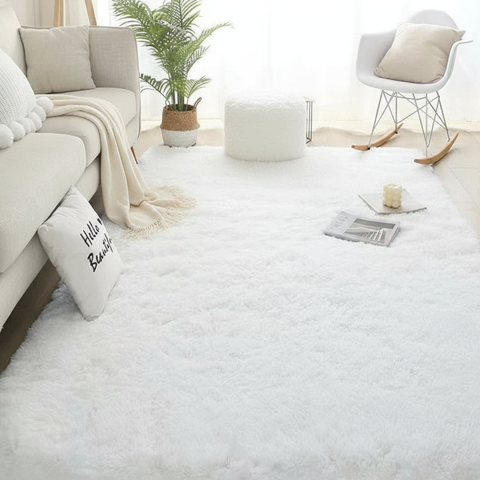 Tapis blanc duveteux épais – Déco douce