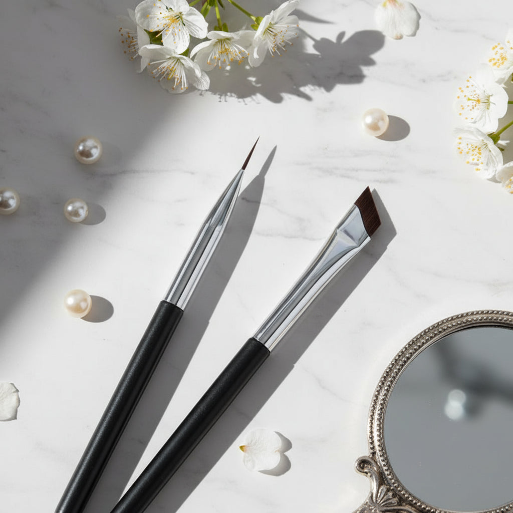 Pinceau Eyeliner Ultra-Fin à Lame – Pinceau Précis Angulaire Plat pour Sourcils et Détails Sous les Yeux