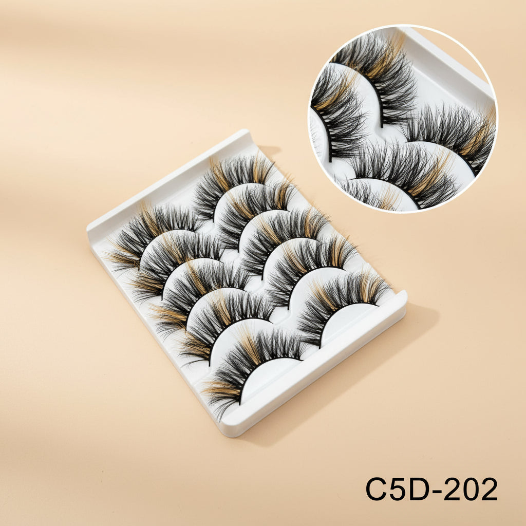 Faux Cils 3D Colorés en Fourrure de Vison Synthétique – Mélange Rose, Bleu, Rouge et Blanc