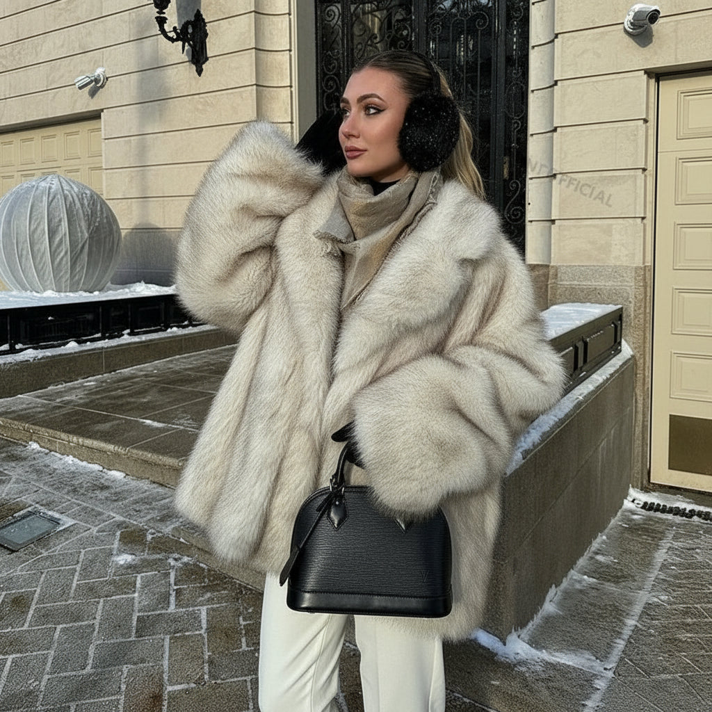 Veste Oversize en Fausse Fourrure Dégradée