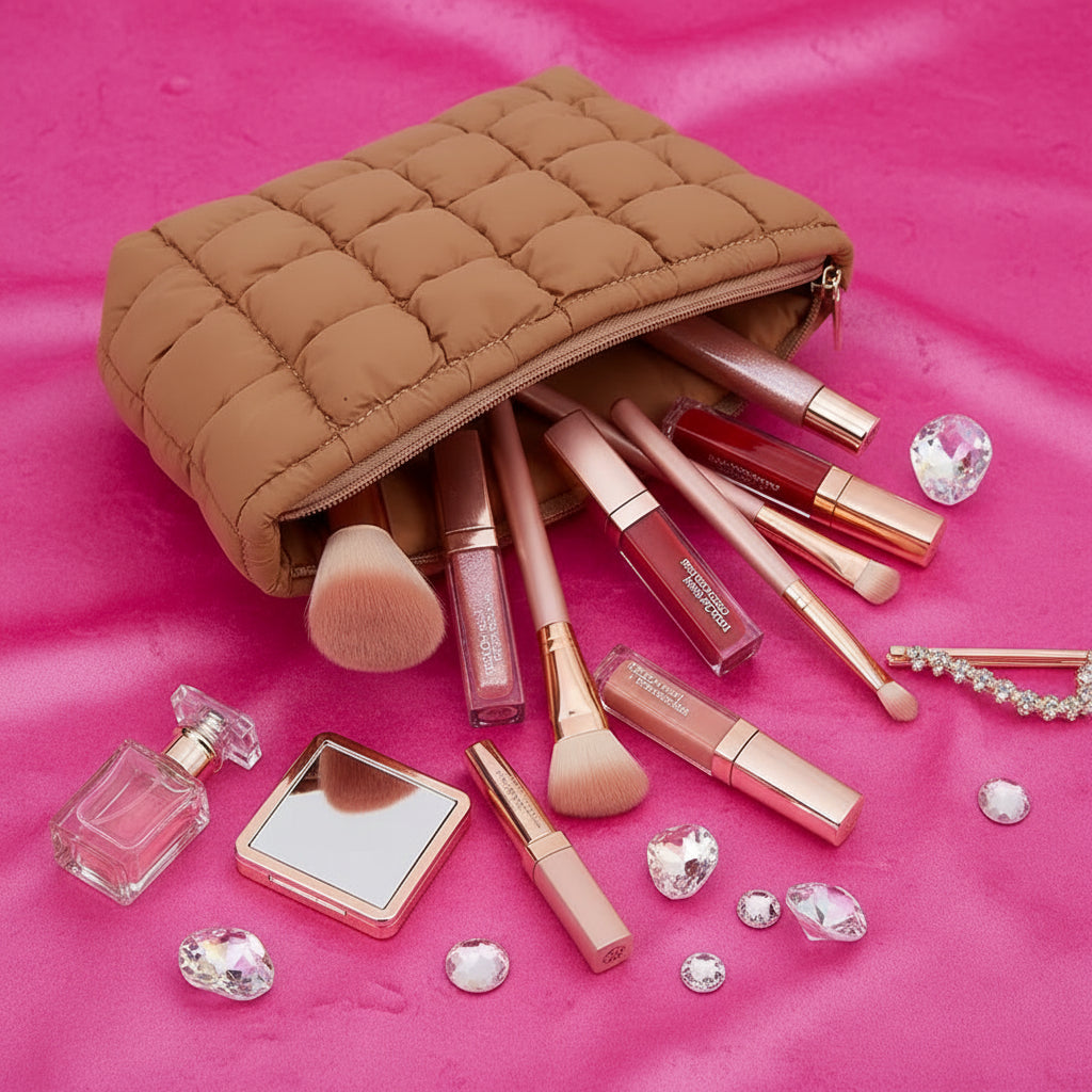 Grande Trousse Makeup Matelassée – Pochette Colorée et Spacieuse