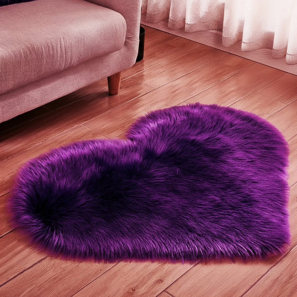 Tapis Cœur en Fausse Fourrure