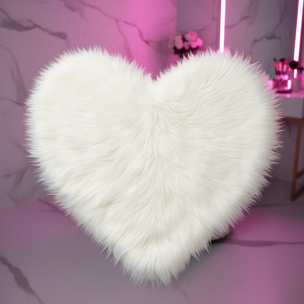 Tapis Cœur en Fausse Fourrure