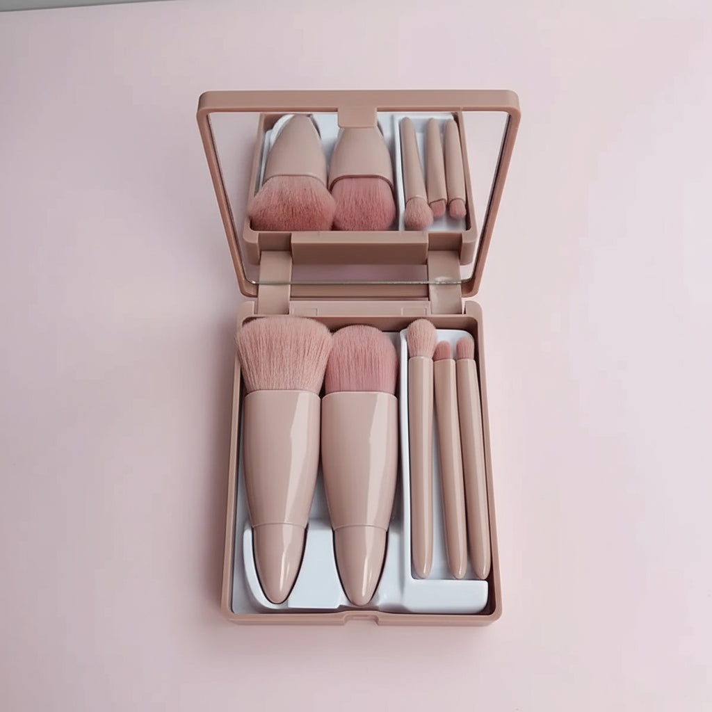 Pinceaux de Maquillage de Voyage – Brosse Ovale Douce et Compacte | Idéal pour Tous Types de Peau