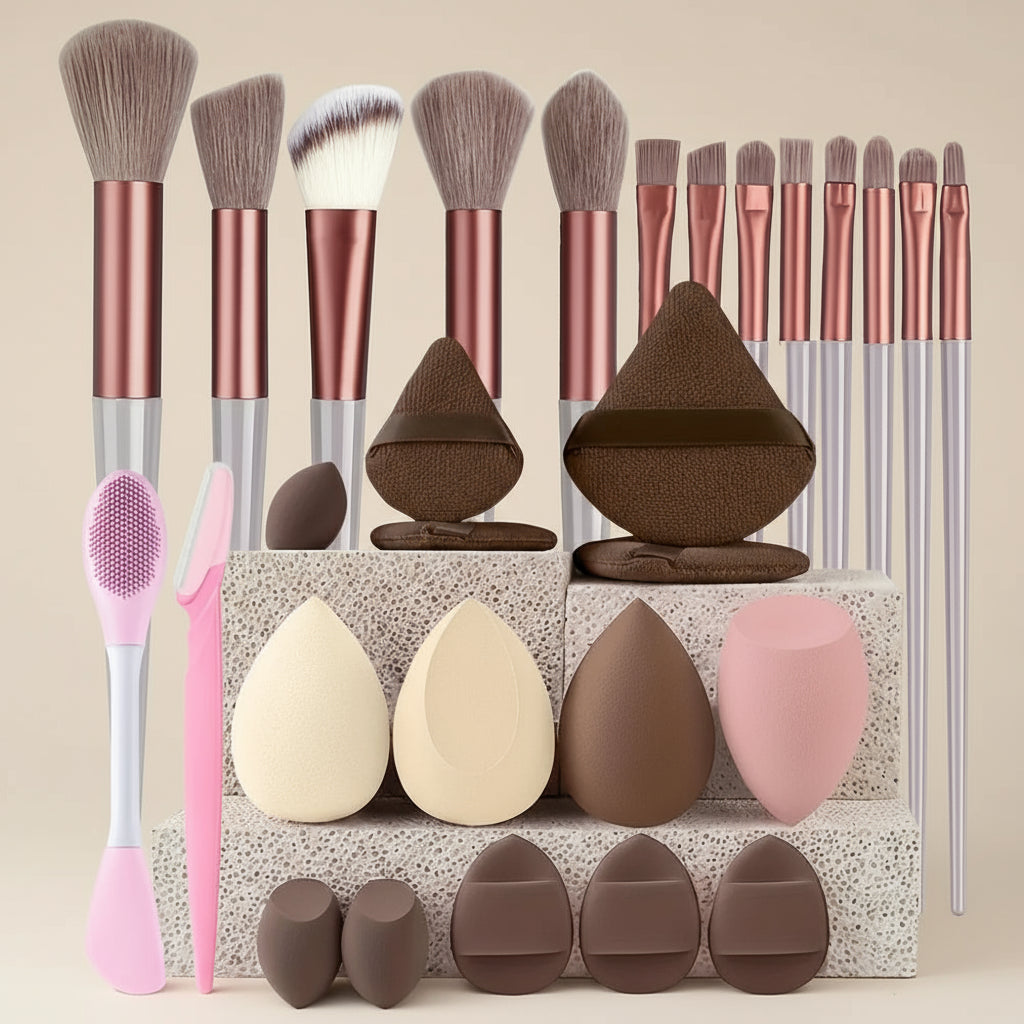 Kit de Pinceaux Maquillage Professionnel 8 à 29 Pièces – Doux & Polyvalents