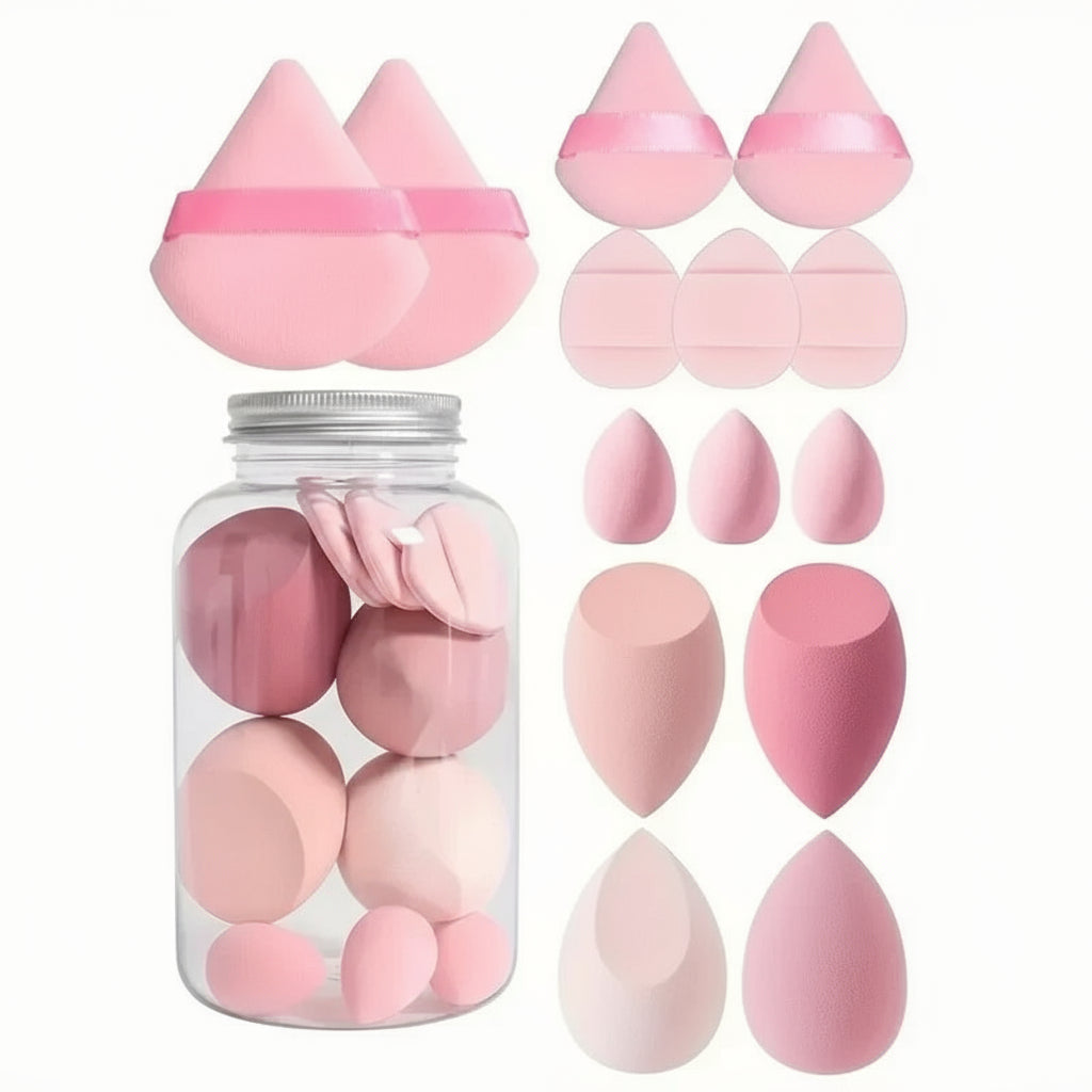 Lot de 12/14 Éponges de Maquillage Professionnelles – Beauty Blender Set Latex-Free, Multi-Usage