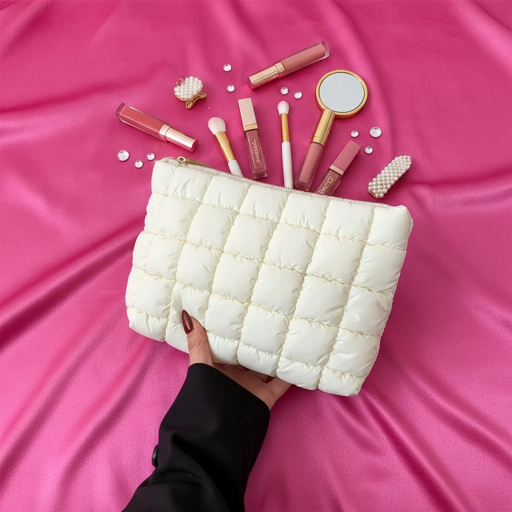 Grande Trousse Makeup Matelassée – Pochette Colorée et Spacieuse