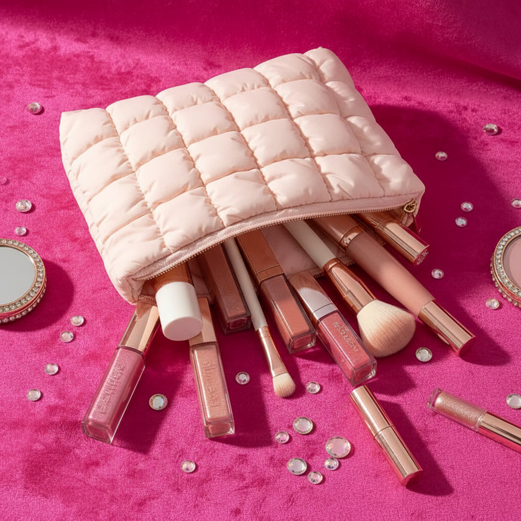 Grande Trousse Makeup Matelassée – Pochette Colorée et Spacieuse