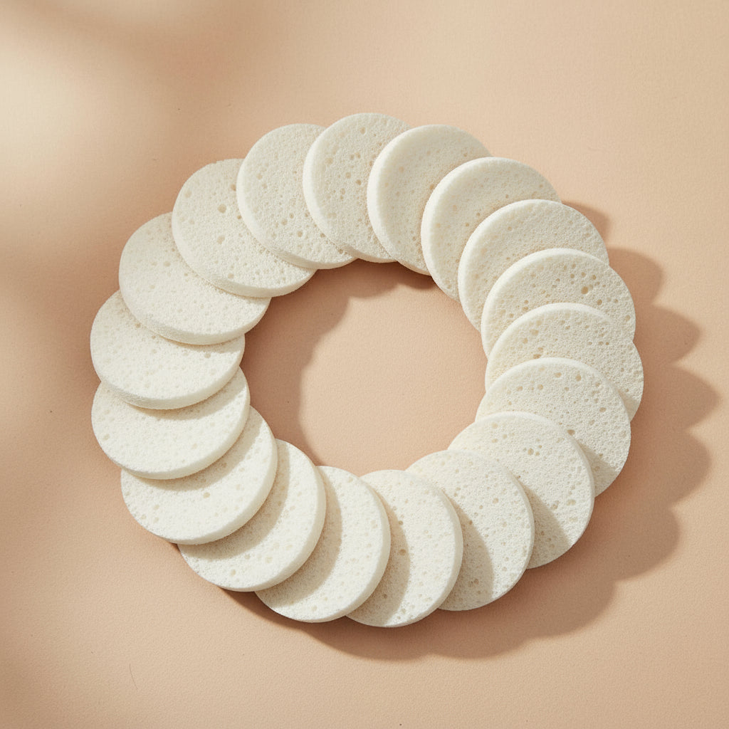 Éponges Naturelles pour le Visage – Lot de 30 ou 60 | Sans Alcool ni Parfum | Nettoyantes & Exfoliantes