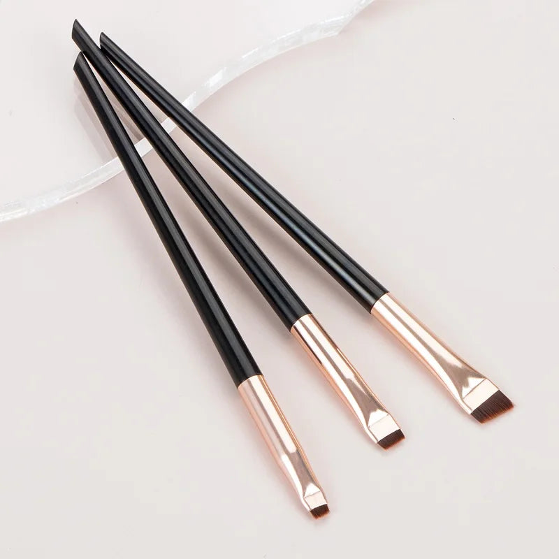 3 Pinceaux Eyeliner & Sourcils – Brosse Plate de Précision pour Maquillage des Yeux et du Contour