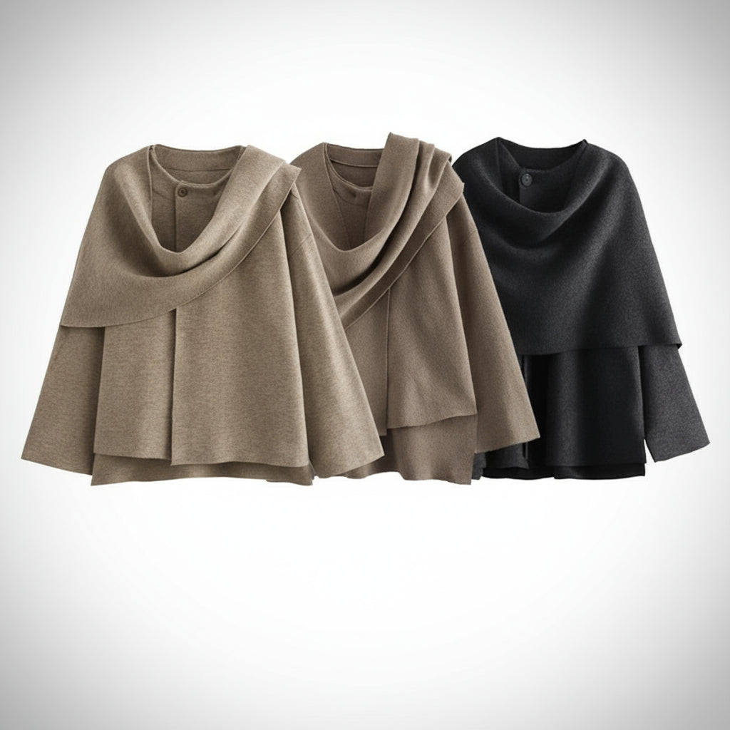 Manteau Doux à Écharpe Asymétrique