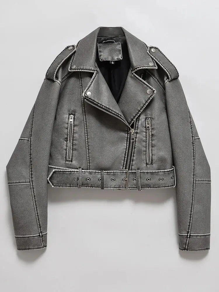 Veste courte oversize en similicuir vintage