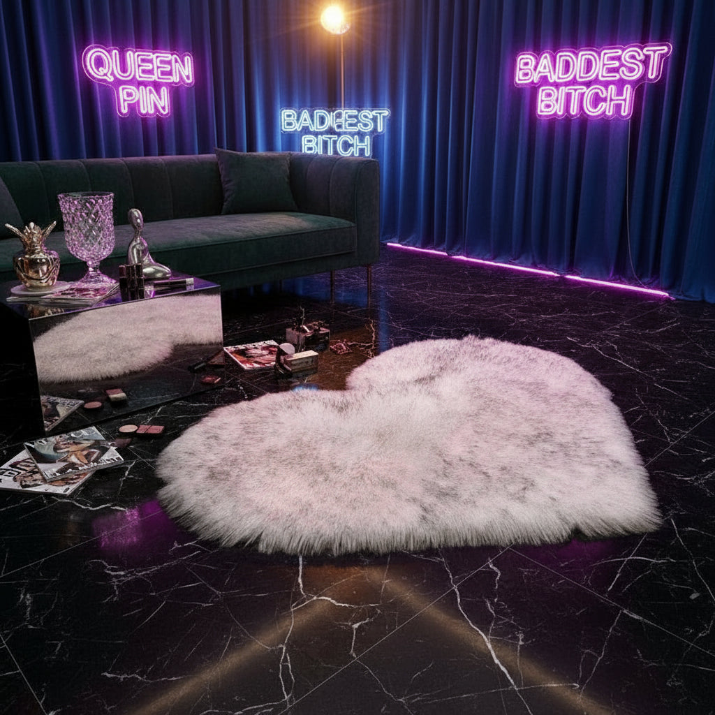 Tapis Cœur en Fausse Fourrure