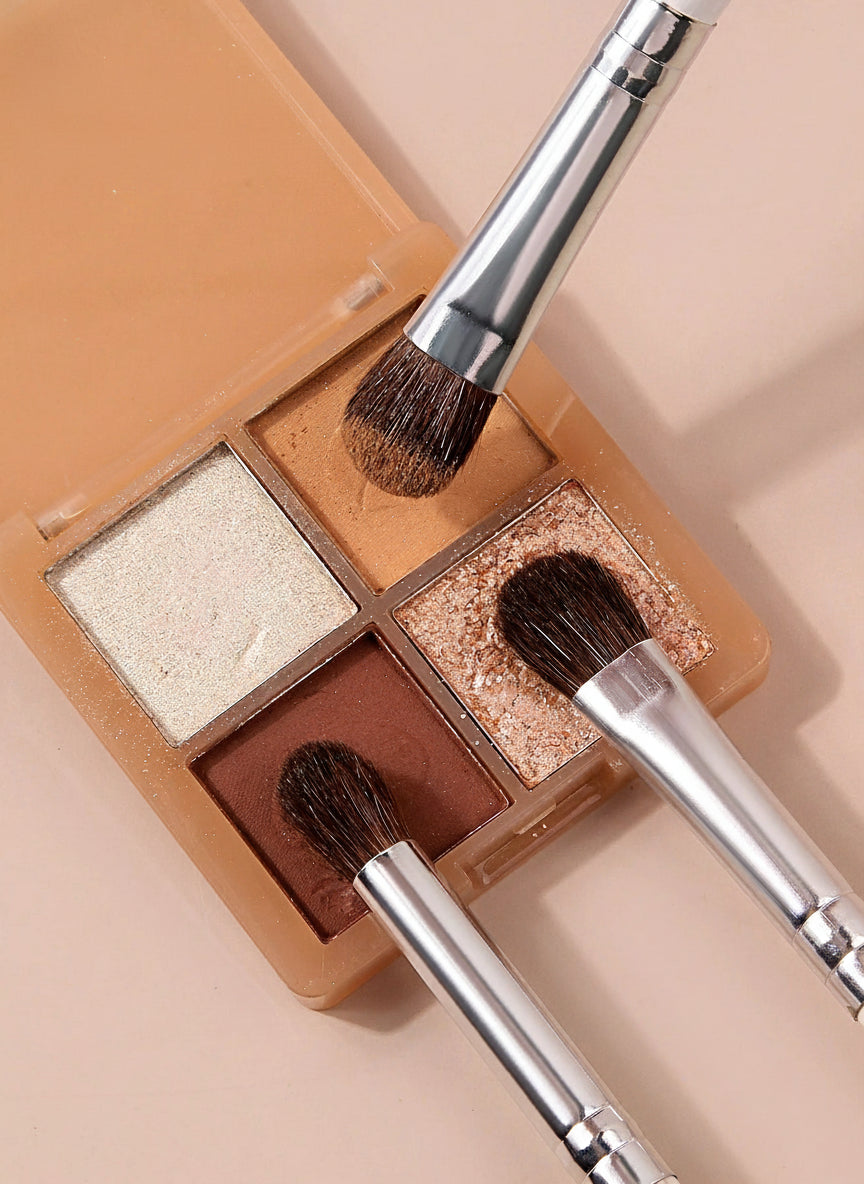 Pinceaux de Maquillage Blancs – Manche Long en Bois, Poils Doux, Idéal pour Yeux et Enlumineur