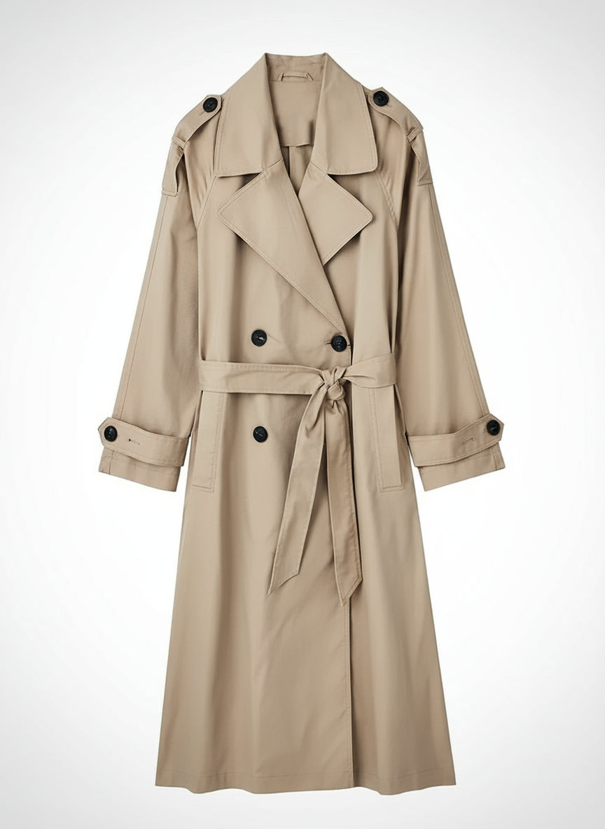 Trench Coat Femme Ceinturé – Vintage Chic, Double Boutonnage & Col Tailleur
